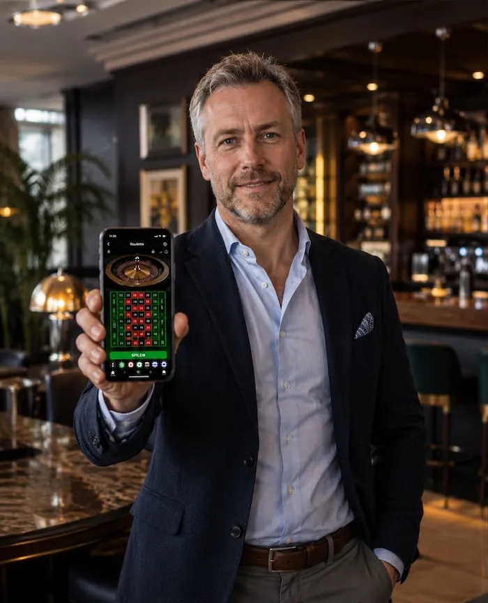 William Foster presenteert een online casino-app tijdens een casinoanalyse