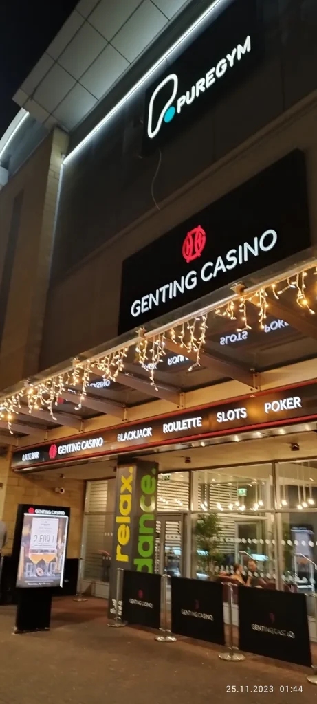 Genting Casino Coventry illuminated entrance sign