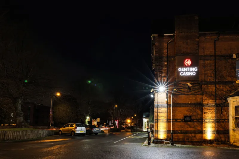 Genting Casino Edgbaston Birmingham side exterior at night
