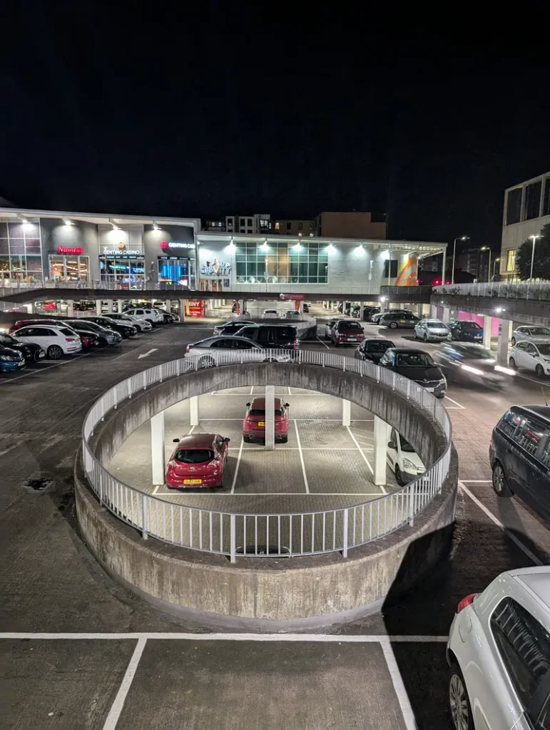 Genting Casino Fountain Park car park view at night
