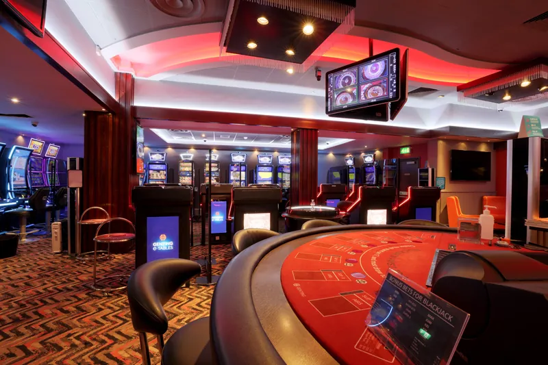 Roulette table and gaming floor inside Genting Casino Leicester