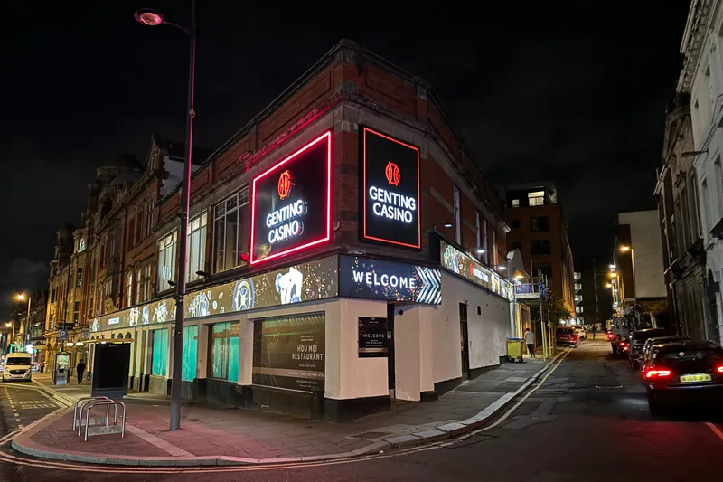 Genting Casino Liverpool corner exterior at night