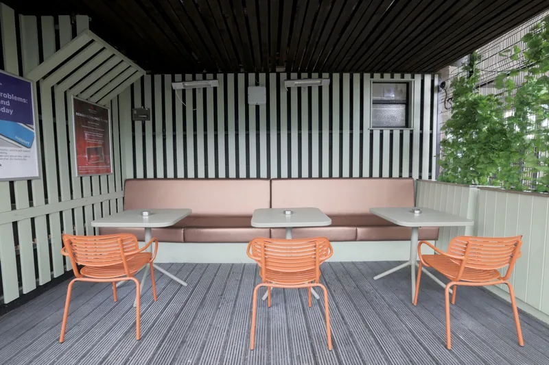 Covered terrace seating at Genting Casino Luton