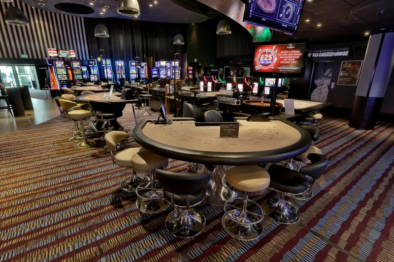 Gaming floor with roulette tables at Genting Casino Newcastle