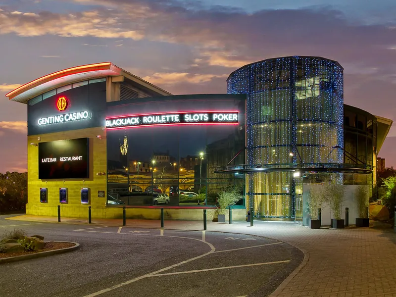 Genting Casino Newcastle exterior at dusk