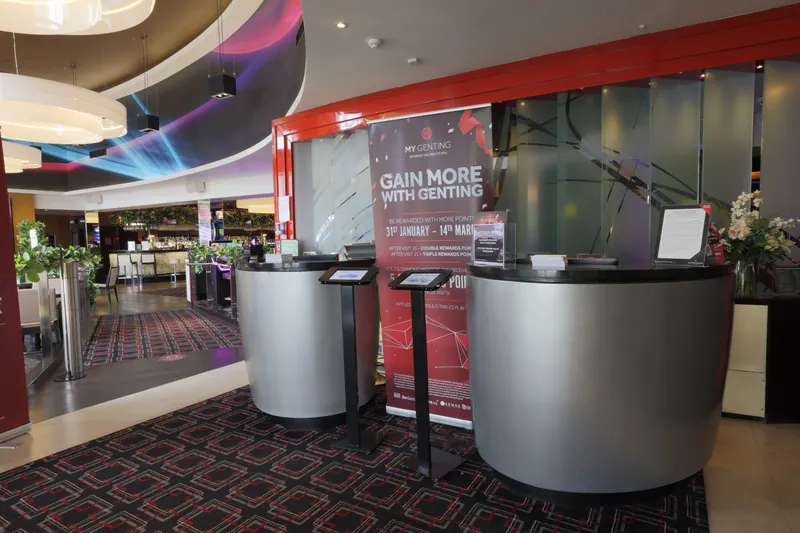 Reception desk inside Genting Casino Reading