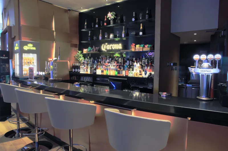 Main bar with drinks display at Genting Casino Resorts World Birmingham