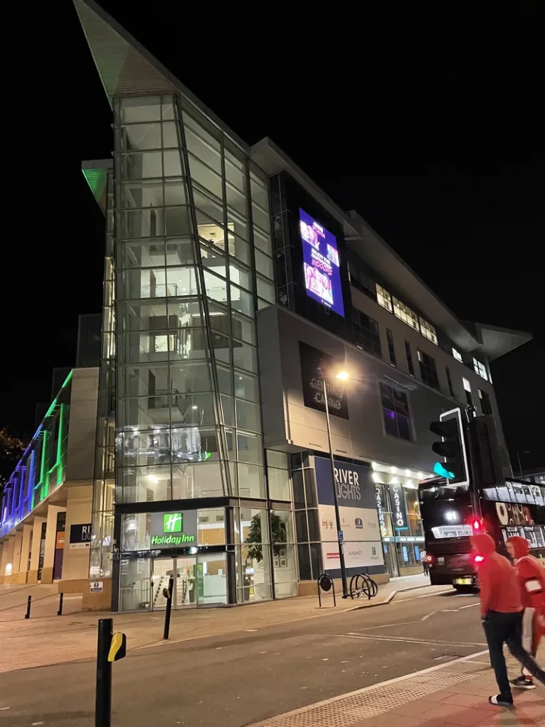 Genting Casino Riverlights Derby exterior at night