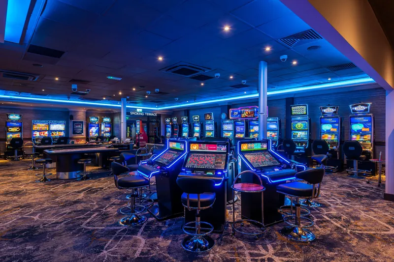 Illuminated bar inside Genting Casino Salford