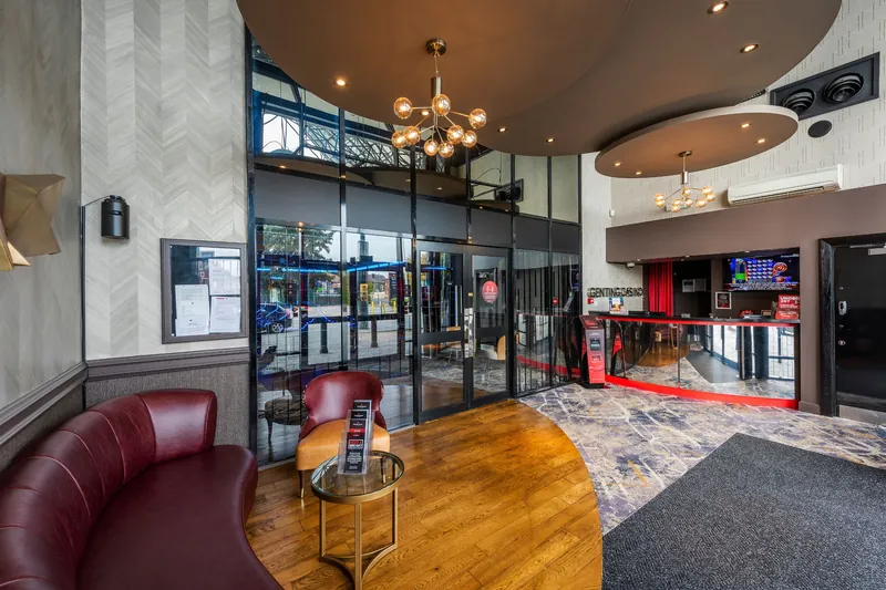 Lounge bar with leather sofas at Genting Casino Salford