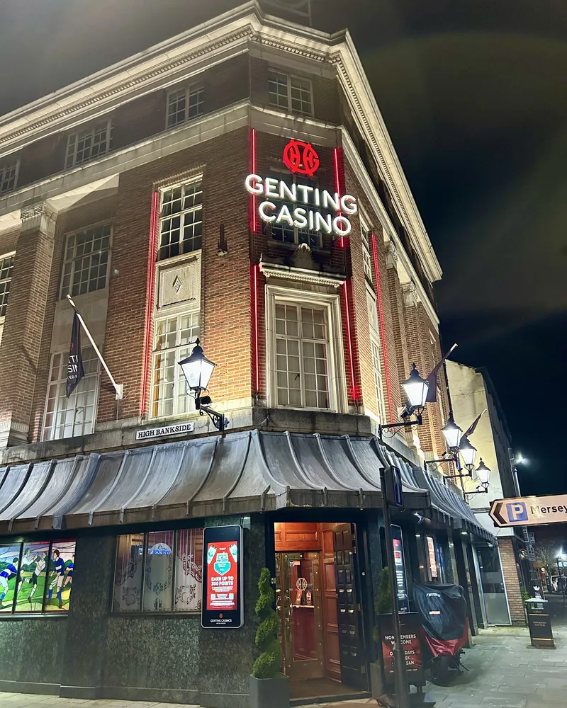 Genting Casino Stockport entrance at night