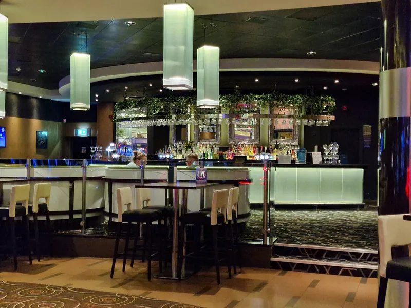 Illuminated bar lounge inside Genting Casino Stoke