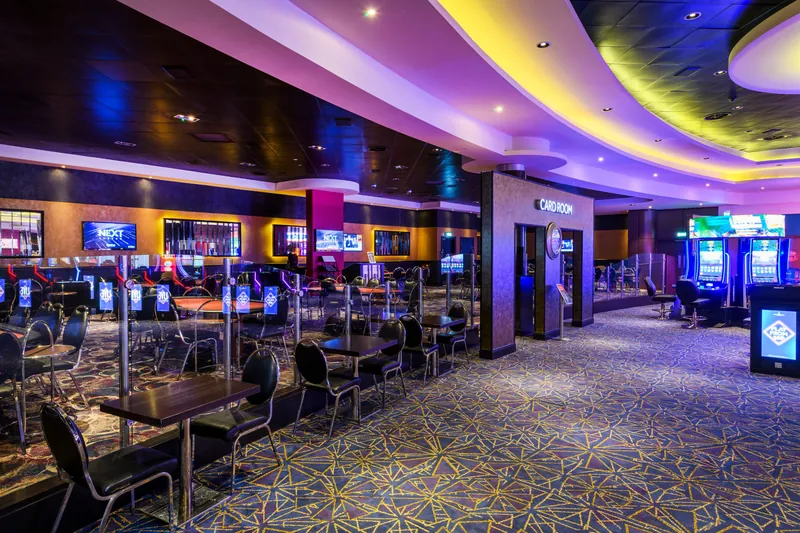 Gaming floor at Genting Casino Stoke with card room and slots