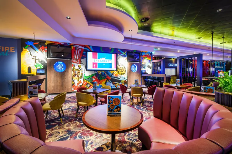 Colorful lounge area inside Genting Casino Stoke