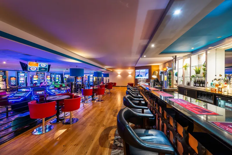 Bar and slot machines inside Genting Casino Wirral