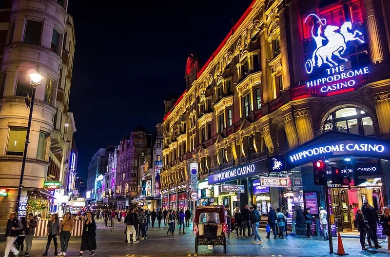 Exterior of Hippodrome Casino London at night