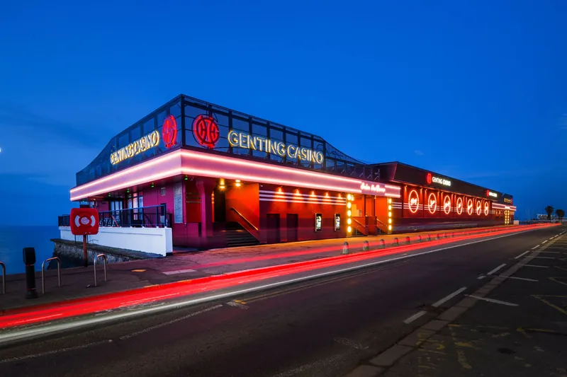 Casino exterior at night at Genting Casino Westcliff