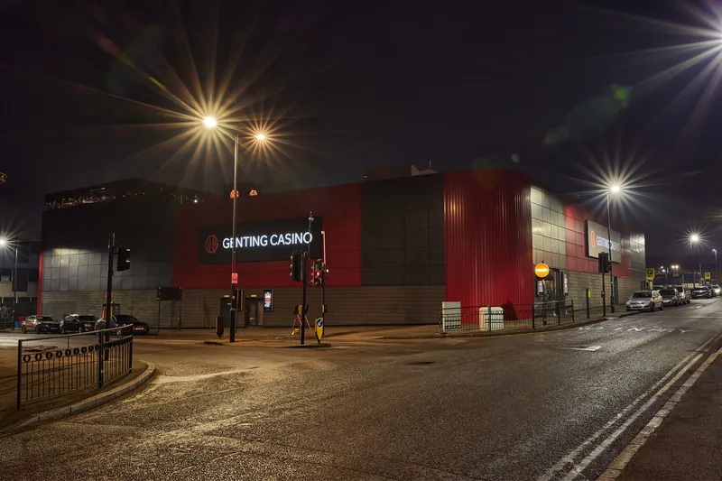 Casino exterior at night at Genting Casino Wolverhampton