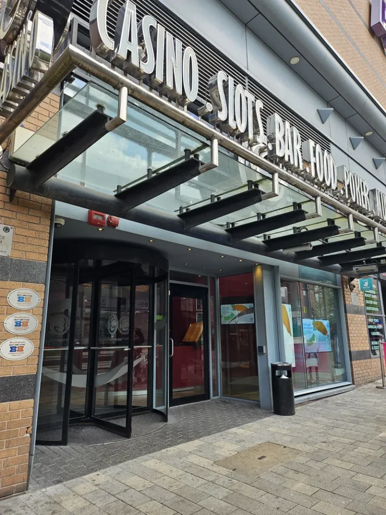 Close-up of the entrance to Grosvenor Casino Birmingham Broad Street
