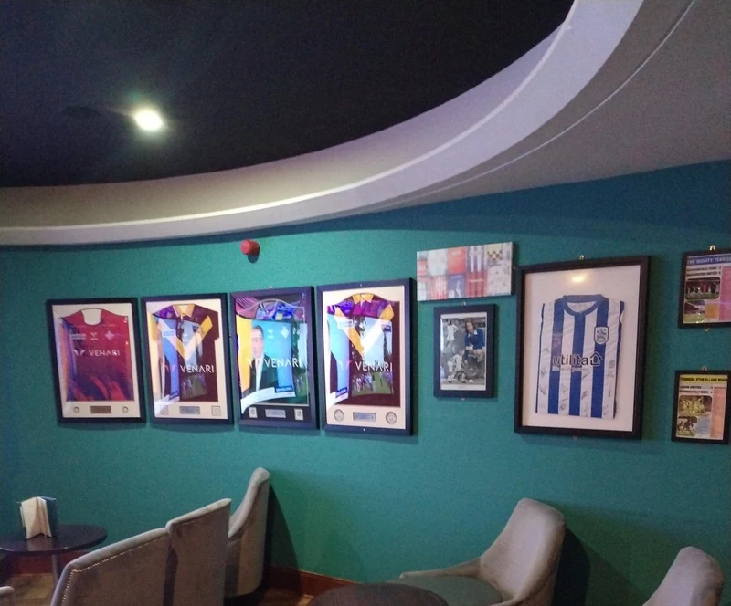 Huddersfield Town football memorabilia inside Grosvenor Casino Huddersfield