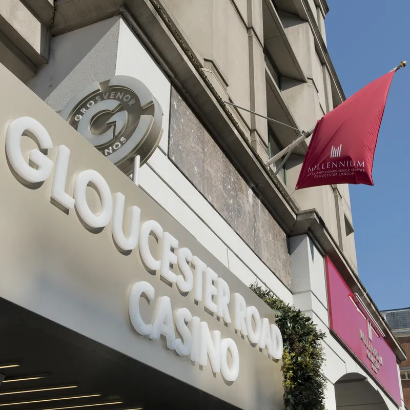Casino sign at Grosvenor Casino London Gloucester Road