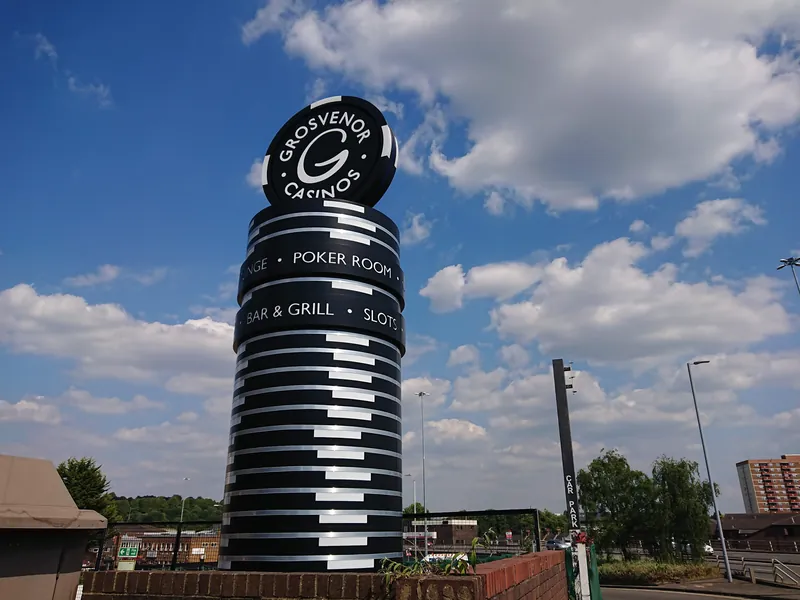 Casino sign at Grosvenor Casino Luton