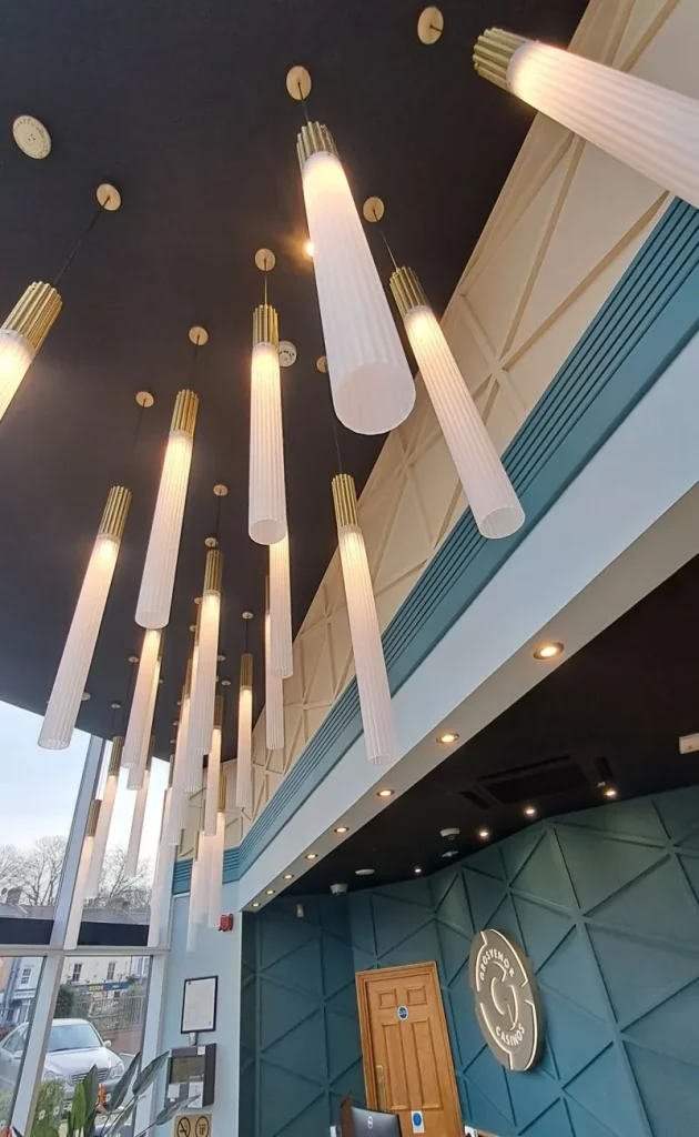 Lobby lights at Grosvenor Casino Northampton