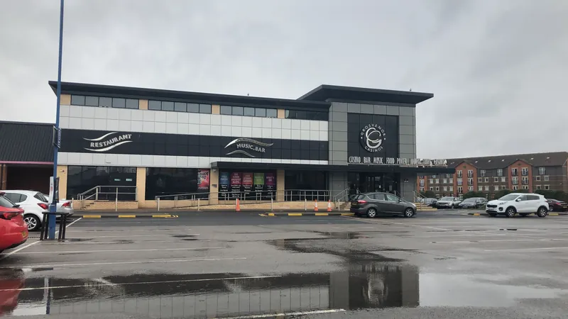 Rainy facade of Grosvenor Casino Stockton
