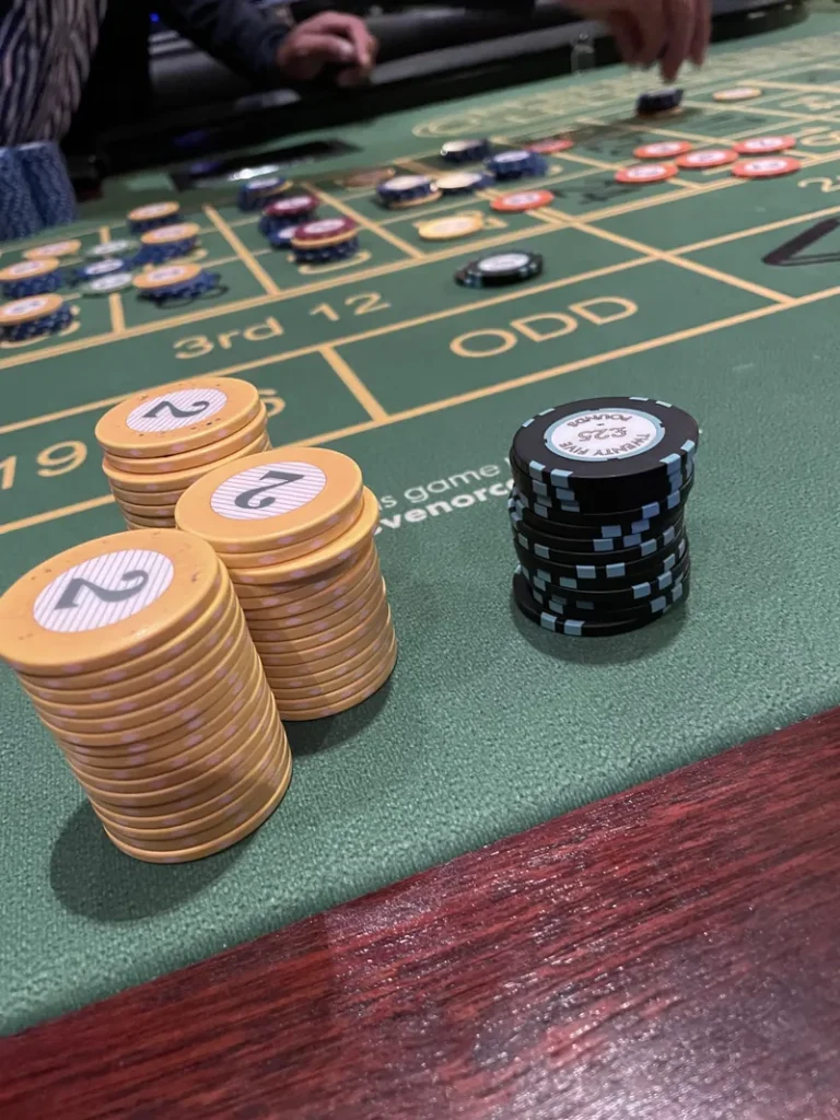 Table chips at Grosvenor Casino Thanet