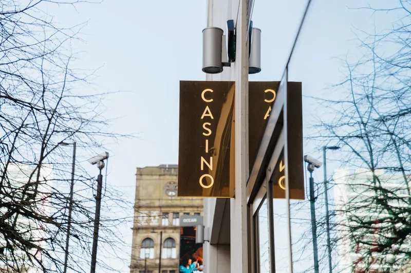Street sign at Napoleons Casino Manchester