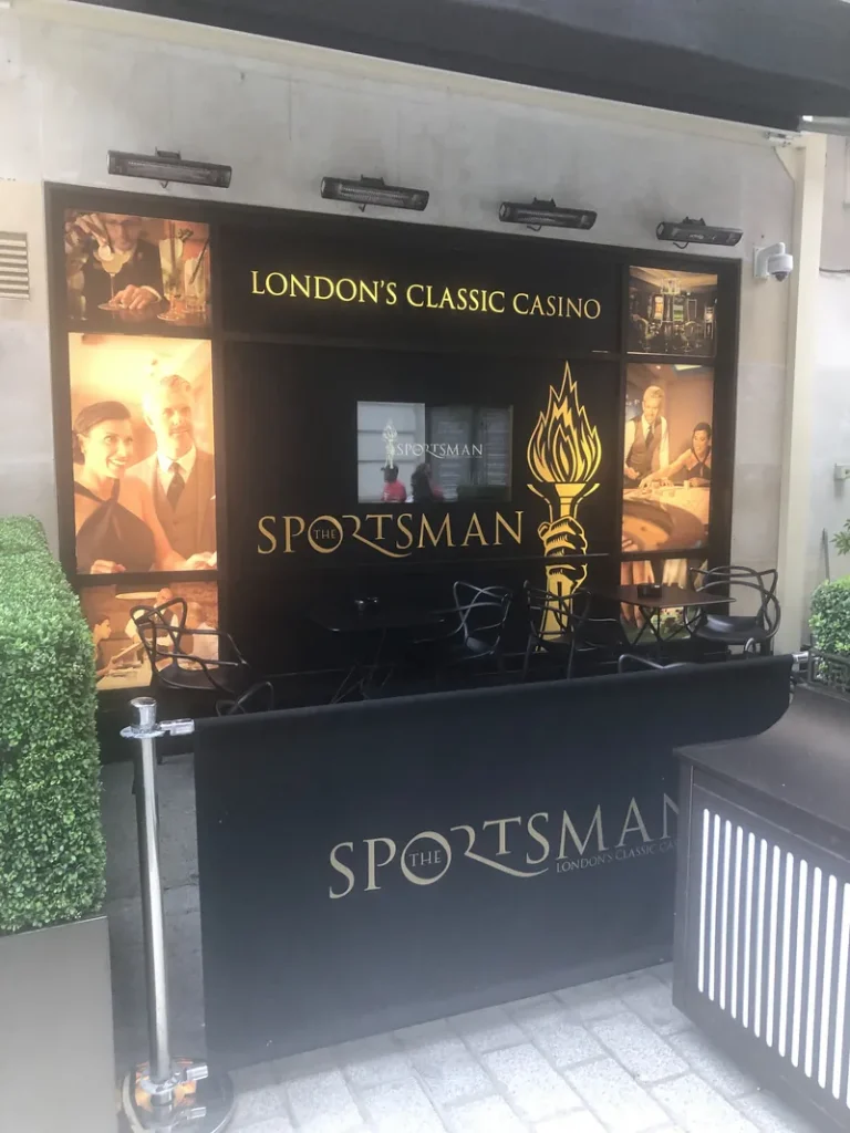 Outdoor terrace at The Sportsman Casino